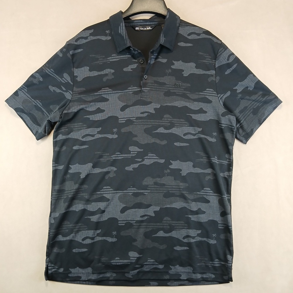 Travis Mathew XL Mens Polo Shirt Knit Camo 21x29 **Fits A Small **